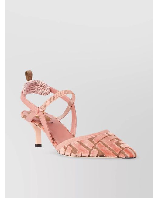 Fendi Pink Jacquard Slingback Pumps