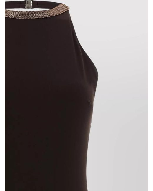 Brunello Cucinelli Black Precious Collar Halterneck One Piece Swimsuit