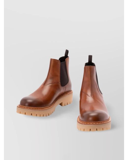 Prada Brown Leather Ankle Boots for men