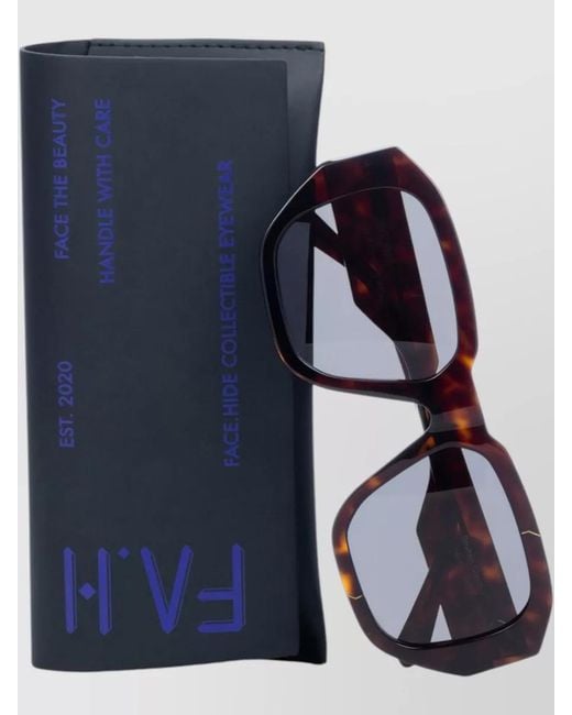 Facehide Blue Square Sunglasses Tinted Lenses Tortoiseshell Frame