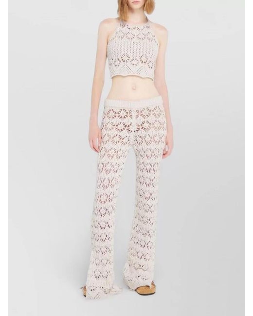 Alanui White Floral-Print Flared Trousers