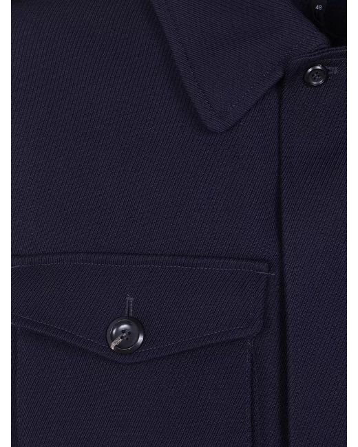 Emporio Armani Blue Denim Collared Jacket Long Sleeves Casual for men