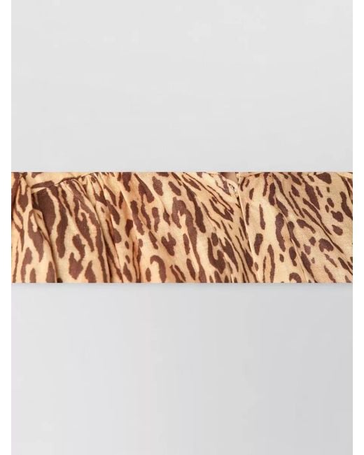 Zimmermann Brown Animal Print Dress Belted Waist Collar