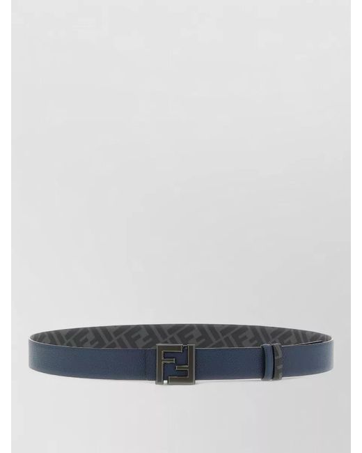 Fendi Gray Calf Leather Reversible Belt for men
