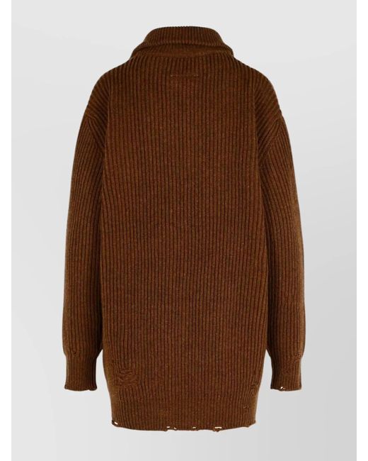 MM6 by Maison Margiela Brown Wool Crewneck Cardigan