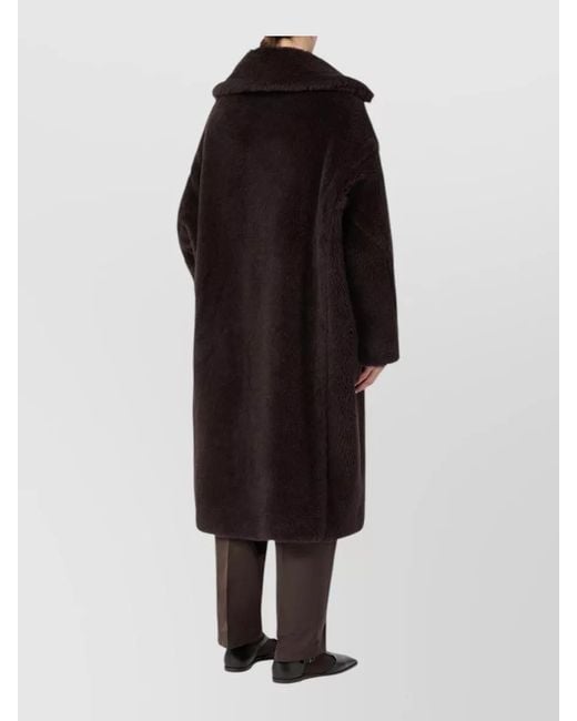 Max Mara Black Double Breasted Long Coat Relaxed Fit