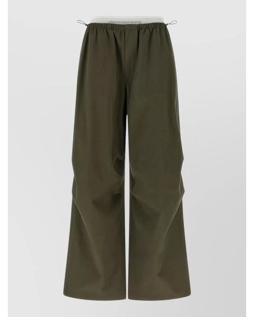 Alexander Wang Green Cotton High-Rise Wide-Leg Trousers
