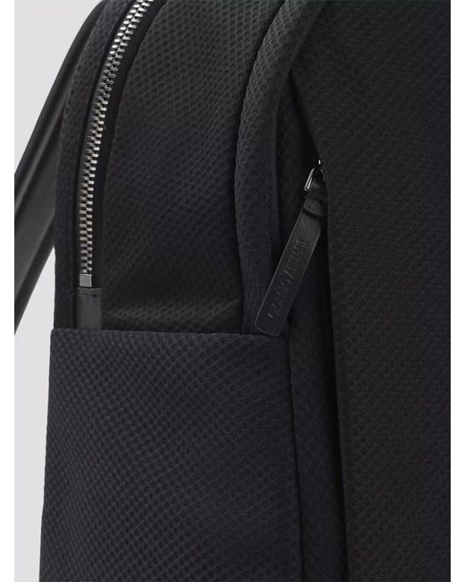 Giorgio Armani Black City Backpack Structured Fabric Front Pocket for men