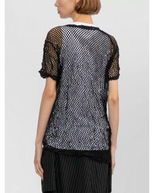 Comme des Garçons Black Layered Mesh Knit T Shirt Textured