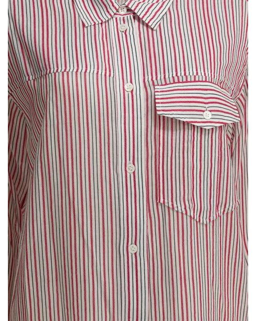 Isabel Marant Pink Striped Shirt Dress Long Sleeves Pocket