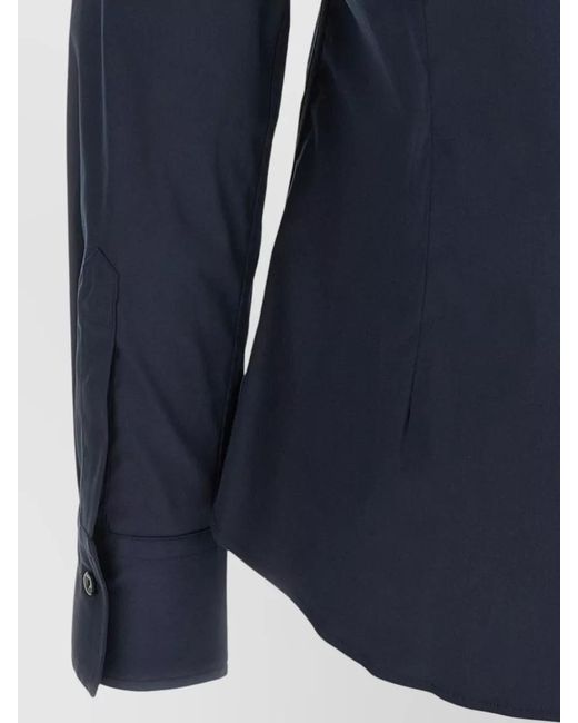Xacus Blue Sara Collared Long Sleeve Shirt Tailored Seams