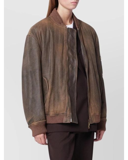 Golden Goose Women's Brown Retro Inspired Bomber Jacket Pockets