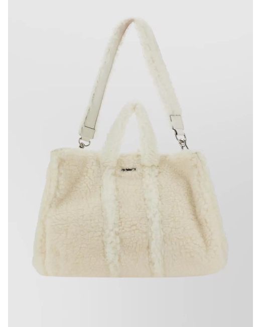 Sunnei Natural Shearling Tote Bag Adjustable Strap Handles