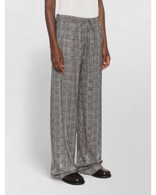 Ermanno Scervino Multicolor Checked Crystal-Embellished Wide-Leg Trousers