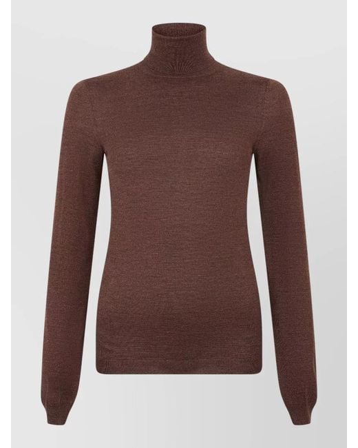 Maison Margiela Brown Wool Silk Turtleneck Long Sleeve Sweater