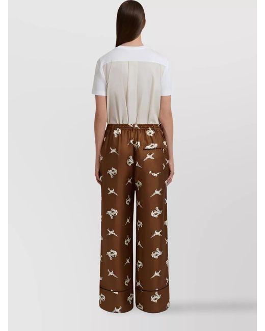 Marni Brown Silk Wide-Leg Trousers