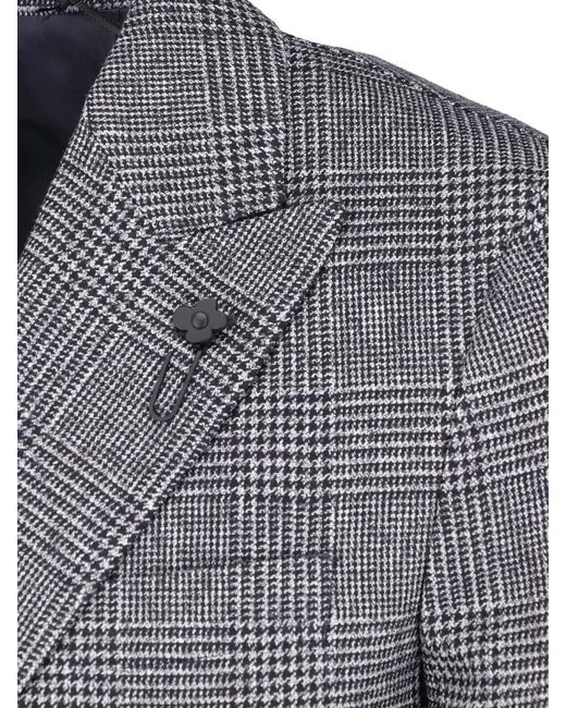 Lardini Gray Blazer Tailored Fit Contrast Stitching Double Breasted for men
