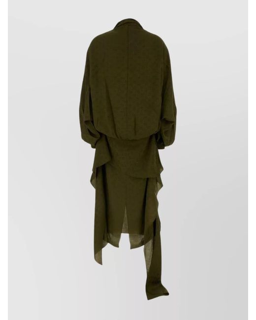 Ferragamo Green Silk Midi Dress