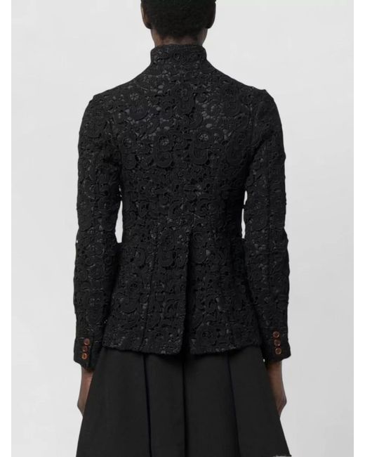 Comme des Garçons Black Floral Lace High Neck Fitted Jacket