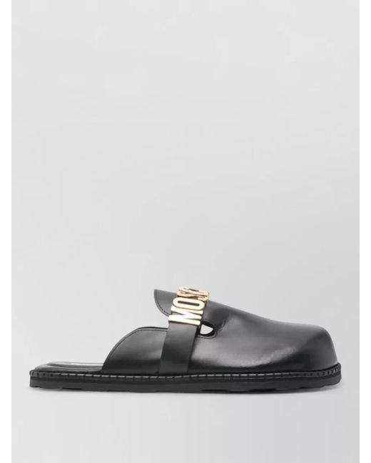 Moschino Black Leather Mules for men