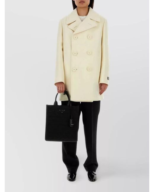 Prada Natural Wool Double-Breasted Coat