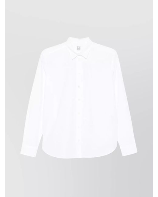 Totême  White Cotton Shirt With Buttoned Cuffs And Curved Hem