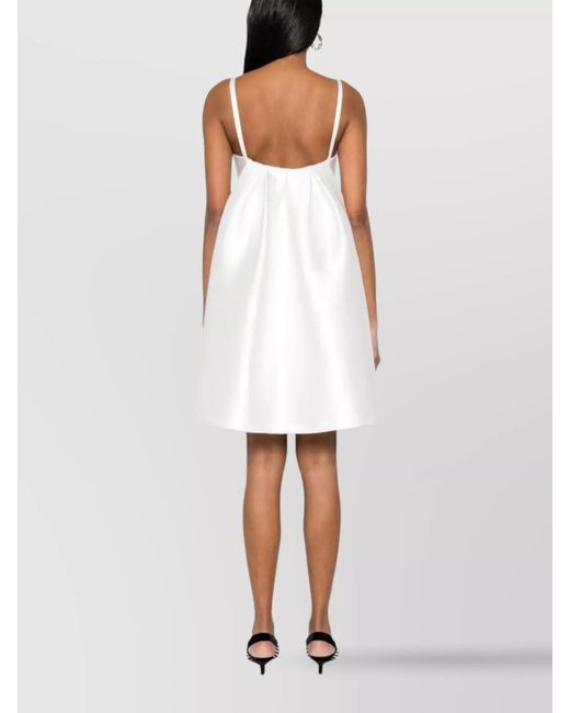 P.A.R.O.S.H. White Poppy Mini Dress Spaghetti Straps