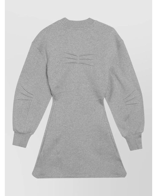 The Attico Gray Crew Neck Dress Long Sleeve Design