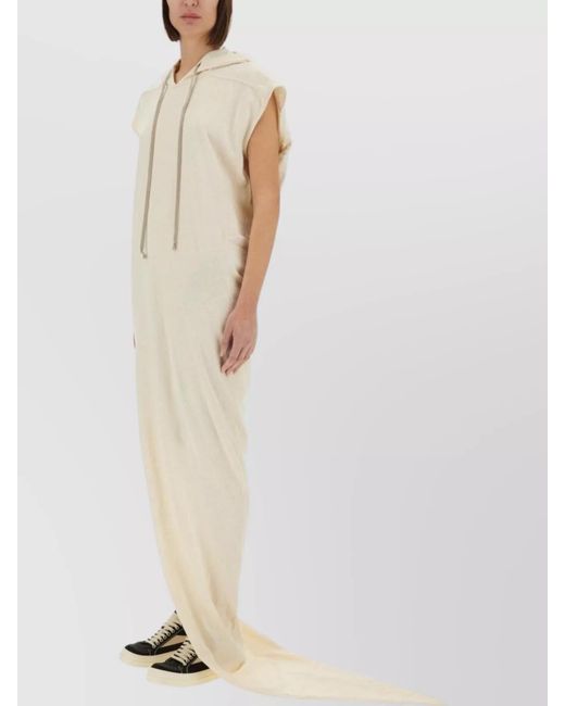 Rick Owens White Cotton Hooded Maxi Dress