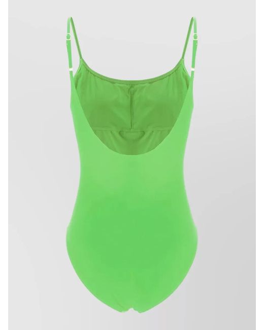 Polo Ralph Lauren Green Stretch Nylon Swimsuit Adjustable Scoop Back Straps