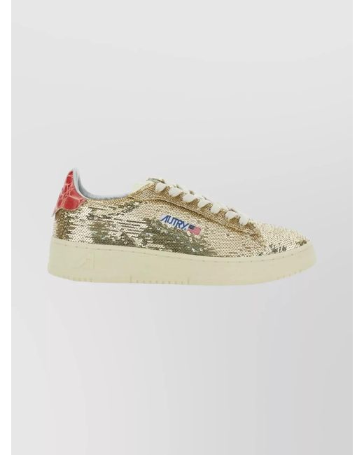 Autry Metallic Embellished Low Top Lace-Up Sneakers