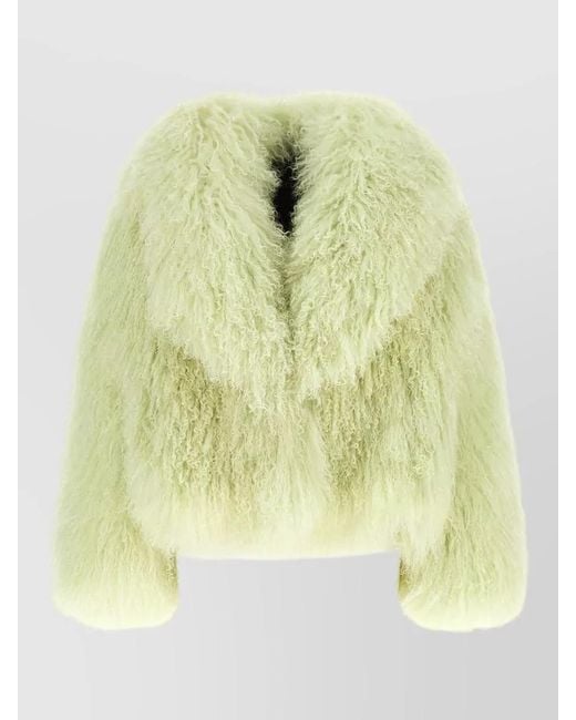 Blancha Metallic Mongolia Cropped Hooded Faux Fur Coat