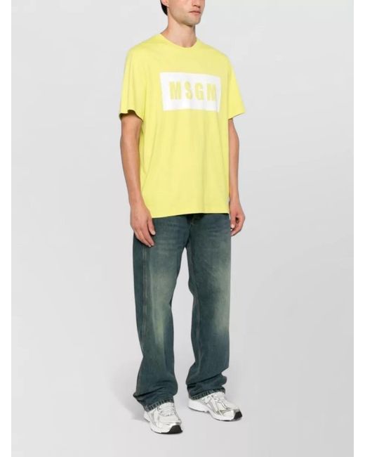 MSGM Yellow Short Sleeve T-Shirt for men