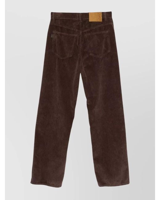 Haikure Brown Cotton Ribbed Mid-Rise Straight-Leg Trousers