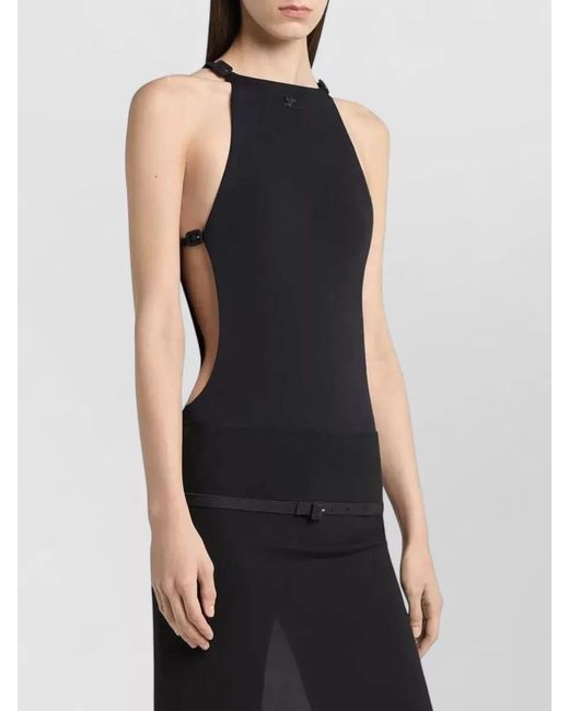 Courreges Black Cutout One-Piece Swimsuit