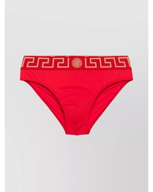 Versace Red Logo Waistband Swimming Trunks for men