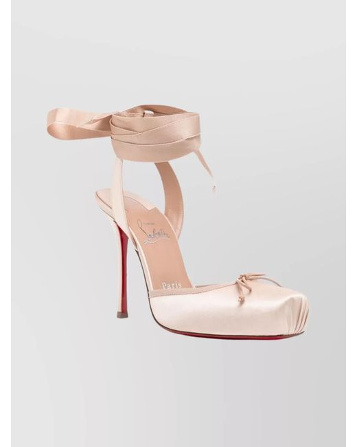 Christian Louboutin Natural Sandals Featuring Square Toe And Bow Detail