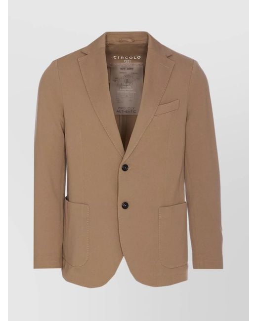 Circolo 1901 Brown Stretch Cotton Single-Breasted Blazer for men