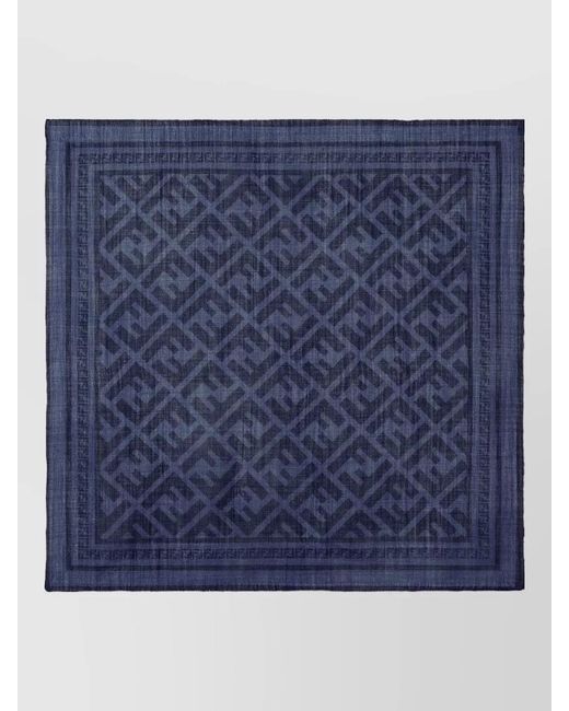 Fendi Blue Bandana Square Scarf Ff Diagonal Motif for men