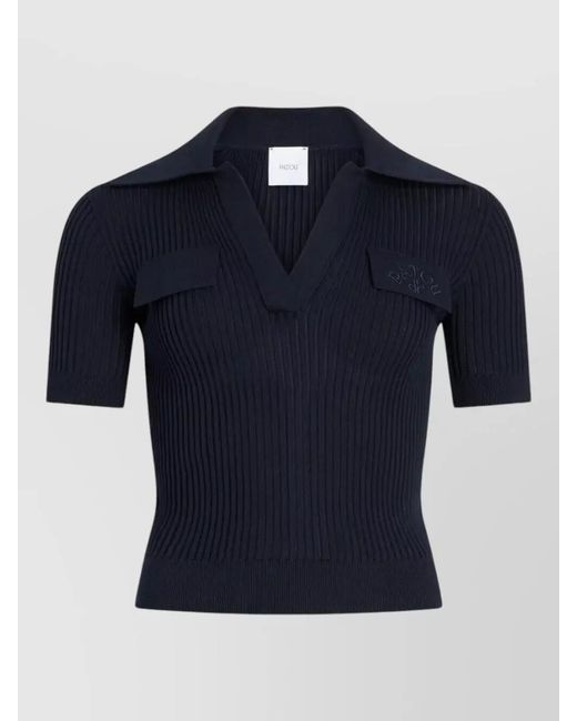 Patou Blue Cotton Embroidered Knitted Polo Shirt
