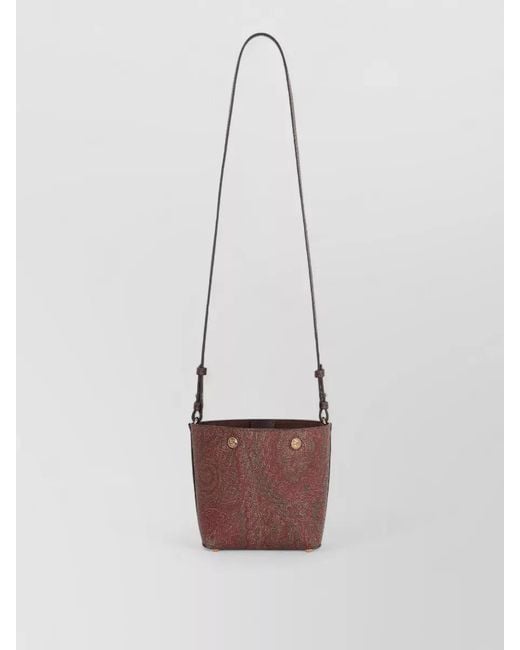 Etro White Paisley Jacquard Mini Bucket Bag Tote