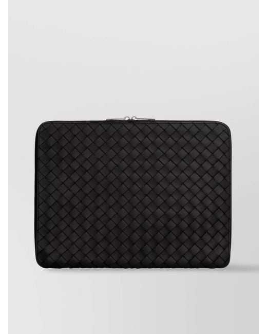 Bottega Veneta Black Leather Intrecciato Document Case for men