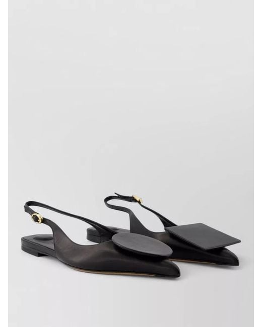 Jacquemus White Duelo P Leather Slingback Ballerina Shoes
