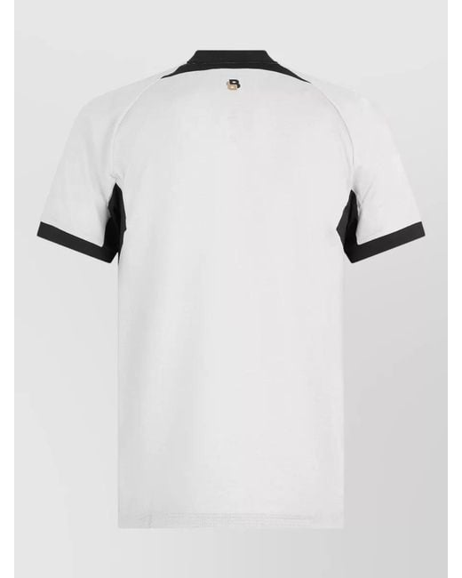 Boss White Short-Sleeve Zip-Neck T-Shirt for men