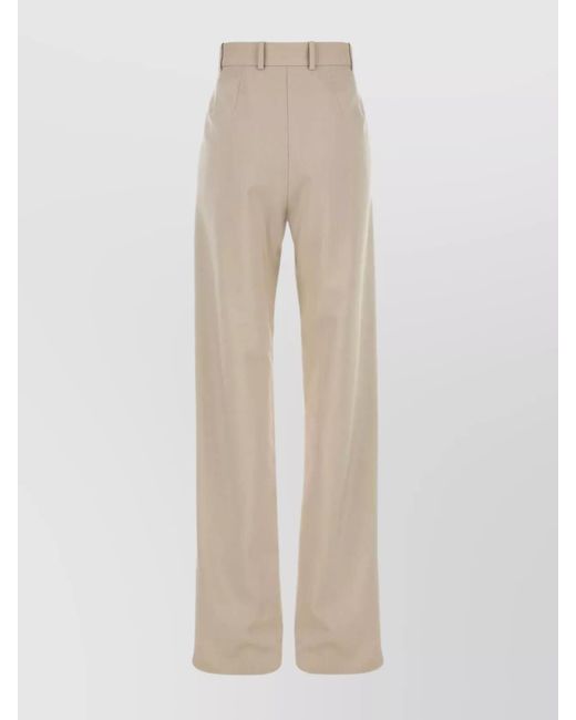 Saint Laurent Natural Wool Mid-Rise Pleated Wide-Leg Trousers