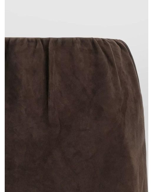 ROTATE BIRGER CHRISTENSEN Brown Suede Fitted Skirt