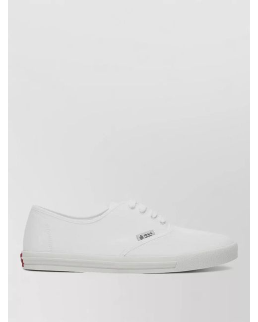 Prada White Rubber Sole Sneakers Low Top Design for men