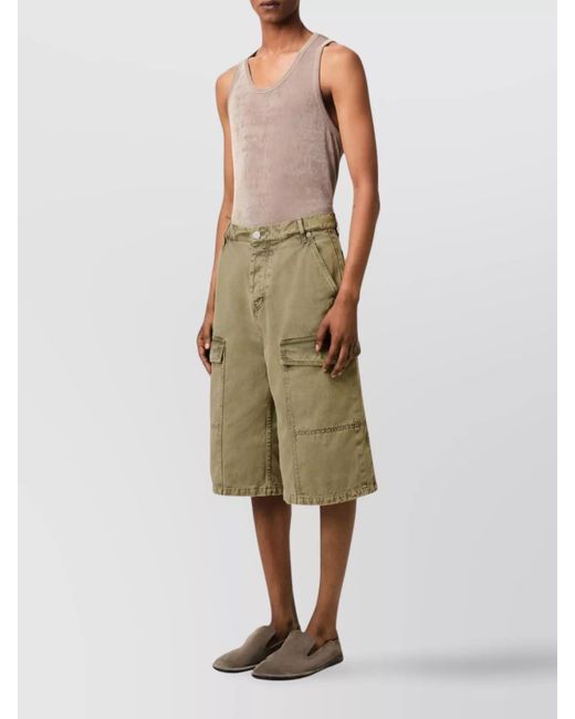 AMI Green Cotton Cargo Shorts for men