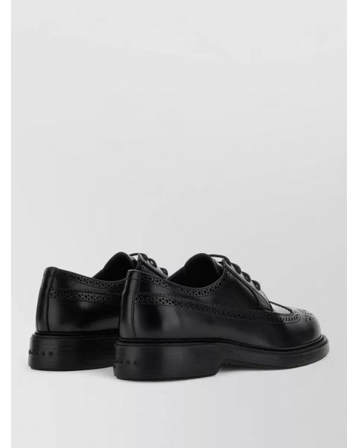 Hogan Black H704 Brushed Leather Derby Brogues for men