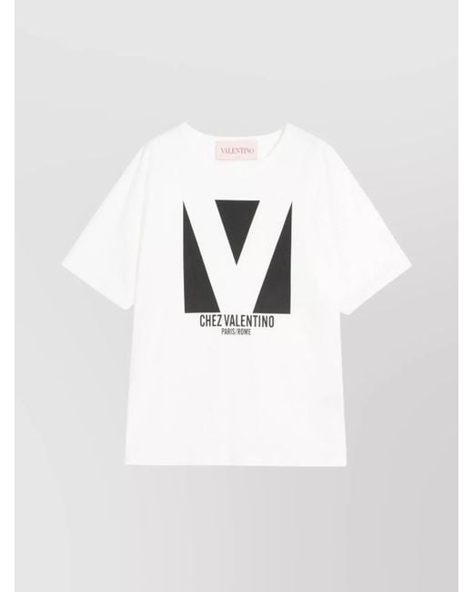 Valentino Garavani White Cotton Logo Print T-Shirt
